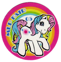 Size: 250x255 | Tagged: safe, imported from derpibooru, pony, 2005, bay breeze, female, g3, logo, my little pony fair, rainbow, raised hoof, solo, white coat