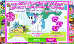 Size: 1280x768 | Tagged: safe, imported from derpibooru, butternut, lightning bolt, soarin', white lightning, pegasus, pony, crack is cheaper, earmuffs, female, game screencap, gameloft, male, mare, solo focus, spread wings, stallion, standing, wings