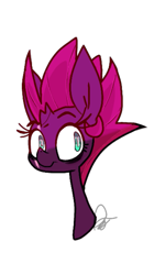 Size: 673x1200 | Tagged: safe, artist:motger-mor, imported from derpibooru, fizzlepop berrytwist, tempest shadow, pony, my little pony: the movie, bags under eyes, bust, eye scar, female, portrait, scar, signature, simple background, solo, transparent background