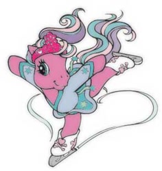 Size: 293x310 | Tagged: safe, imported from derpibooru, bipedal, clothes, dress, g3, glitter glide, ice skates, ice skating, jewelry, tiara