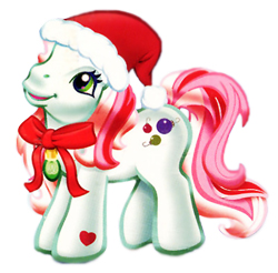 Size: 250x246 | Tagged: safe, imported from derpibooru, mistletoe (g3), pony, bow, christmas, female, g3, hat, holiday, neck bow, santa hat, solo