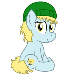 Size: 1200x1200 | Tagged: safe, artist:toyminator900, imported from derpibooru, oc, oc only, oc:atlas, pony, unicorn, 2019 community collab, derpibooru community collaboration, beanie, hat, looking at you, simple background, sitting, smiling, solo, transparent background