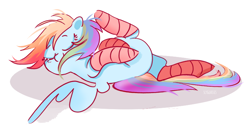 Size: 780x400 | Tagged: safe, artist:pinkablue, imported from derpibooru, rainbow dash, pegasus, pony, clothes, female, socks, solo, striped socks