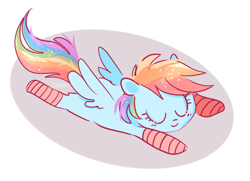 Size: 650x470 | Tagged: safe, artist:pinkablue, imported from derpibooru, rainbow dash, pegasus, pony, clothes, female, socks, solo, striped socks