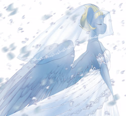 Size: 2600x2404 | Tagged: safe, artist:yamayuka, imported from derpibooru, oc, oc only, oc:solidshot, alicorn, anthro, alicorn oc, anthro oc, clothes, crossdressing, dress, femboy, male, solo, wedding dress, ych result