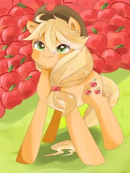 Size: 1536x2048 | Tagged: safe, artist:momizi_bee, imported from derpibooru, applejack, earth pony, pony, female, mare, solo