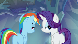 Size: 1280x720 | Tagged: safe, imported from derpibooru, screencap, rainbow dash, rarity, pegasus, pony, unicorn, what lies beneath, butt, female, plot, plot pair