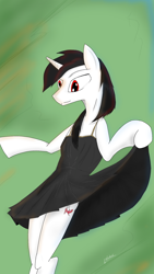 Size: 1080x1920 | Tagged: safe, artist:rafhedecat, imported from derpibooru, oc, oc only, pony, bipedal, clothes, dancing, dress, solo