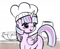 Size: 2506x2046 | Tagged: safe, artist:xbi, imported from derpibooru, twilight sparkle, alicorn, pony, 30 minute art challenge, chef's hat, cooking, cute, female, hat, solo, twiabetes, twilight sparkle (alicorn)