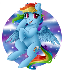 Size: 2480x2845 | Tagged: safe, artist:sk-ree, imported from derpibooru, rainbow dash, pegasus, pony, abstract background, cute, cutie mark, female, happy, mare, open mouth, simple background, smiling, solo, spread wings, stars, transparent background, underhoof, wings