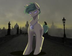 Size: 1310x1010 | Tagged: safe, artist:teapup, derpibooru exclusive, imported from derpibooru, oc, oc only, oc:loki, earth pony, pony, cat eyes, earth, intimidating, lighting, male, perspective, prague, scar, slit eyes, slit pupils, solo, stallion, witcher