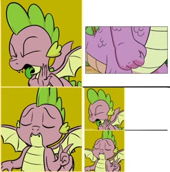 Size: 1013x1024 | Tagged: safe, artist:pony-berserker, imported from derpibooru, spike, drake, exploitable meme, meme, memeception, spike's fist