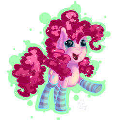 Size: 1000x1000 | Tagged: safe, artist:hilloty, imported from derpibooru, pinkie pie, pony, clothes, female, simple background, socks, solo, striped socks, transparent background