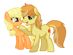 Size: 1100x836 | Tagged: safe, artist:sapphireartemis, imported from derpibooru, applejack, braeburn, pony, hatless, missing accessory, simple background, story included, transparent background