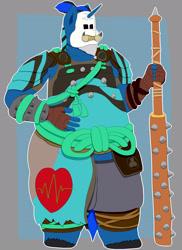 Size: 3200x4400 | Tagged: safe, artist:charlyc1995, imported from derpibooru, oc, oc only, oc:dr meem, pony, unicorn, belly, big belly, chubby, clothes, costume, fat, for honor, shugoki