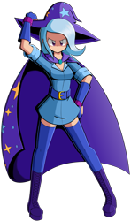 Size: 1632x2750 | Tagged: safe, artist:kurus22, imported from derpibooru, trixie, human, belt, cape, clothes, female, hat, human coloration, humanized, simple background, socks, solo, thigh highs, transparent background, trixie's cape, trixie's hat