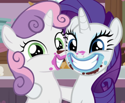 Size: 880x720 | Tagged: safe, imported from derpibooru, screencap, rarity, sweetie belle, pony, unicorn, forever filly, cropped, cute, diasweetes, female, rarara, raribetes, siblings, sisters, smiling