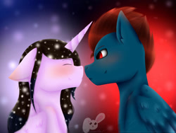 Size: 1024x768 | Tagged: safe, artist:nekoremilia1, imported from derpibooru, oc, oc only, oc:malevix, oc:moonlight sonata, pony, couple, oc x oc, shipping