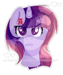 Size: 989x1174 | Tagged: safe, artist:jxst-roch, imported from derpibooru, oc, oc only, oc:moon magic, pony, unicorn, bust, female, magical lesbian spawn, mare, offspring, parent:rainbow dash, parent:twilight sparkle, parents:twidash, portrait, solo