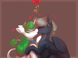 Size: 3000x2232 | Tagged: safe, artist:neonishe, imported from derpibooru, oc, oc:mr.rich, oc:sugarstar, pony, commission, female, kissing, male