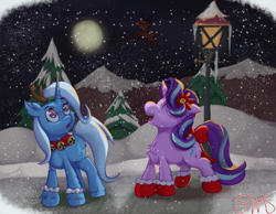 Size: 2000x1550 | Tagged: safe, artist:swasfews, imported from derpibooru, starlight glimmer, trixie, pony, unicorn, female, mare, snow