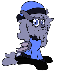 Size: 1293x1585 | Tagged: safe, artist:moonatik, imported from derpibooru, oc, oc only, oc:selenite, bat pony, pony, alternate color palette, bat pony oc, beard, boots, christmas, clothes, costume, facial hair, fake beard, female, hat, holiday, long mane, mare, santa costume, santa hat, shoes, solo, wings