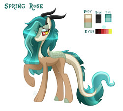 Size: 1584x1425 | Tagged: safe, artist:sugaryicecreammlp, imported from derpibooru, oc, oc only, oc:spring rose, hybrid, colored sclera, female, kirin hybrid, offspring, parent:discord, parent:rain shine, raised paw, red eyes, simple background, solo, transparent background, yellow sclera