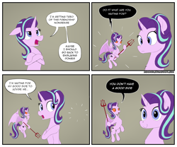 Size: 2400x2000 | Tagged: safe, artist:zoarvek, imported from derpibooru, starlight glimmer, pony, unicorn, butt, comic, devil, dialogue, female, mare, open mouth, plot, shoulder devil, speech bubble, this will end in communism, truth