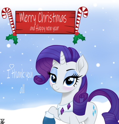 Size: 2300x2400 | Tagged: safe, artist:theretroart88, imported from derpibooru, rarity, pony, unicorn, my little pony: the movie, blushing, candy, candy cane, christmas, female, food, holiday, looking at you, snow, solo, winter outfit