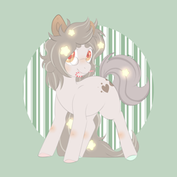 Size: 3500x3500 | Tagged: safe, artist:veincchi, imported from derpibooru, oc, oc only, oc:pandora, earth pony, pony, candy, candy cane, cute, female, food, gift art, glasses, heart eyes, holiday, mare, smiling, solo, stars, wingding eyes