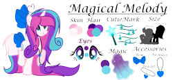 Size: 1940x900 | Tagged: safe, artist:mlpcotton-candy-pone, imported from derpibooru, oc, oc only, oc:magical melody, pony, unicorn, bow, female, hair bow, mare, reference sheet, simple background, solo, tail bow, transparent background