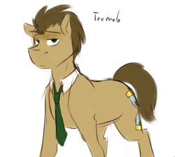 Size: 626x562 | Tagged: safe, artist:pocketyhat, imported from derpibooru, part of a set, doctor whooves, time turner, earth pony, pony, alternate name, bored, cutie mark, lidded eyes, looking at you, male, necktie, simple background, solo, stallion, tremolo, white background