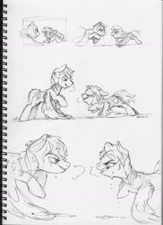 Size: 2552x3508 | Tagged: safe, artist:dilarus, deleted from derpibooru, imported from derpibooru, oc, oc only, oc:kite, oc:zephyr burst, pegasus, pony, commission, exercise, female, male, mare, monochrome, simple background, stallion, sweat, sweating profusely, traditional art, white background, wing-ups