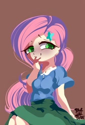 Size: 856x1266 | Tagged: safe, artist:tohupo, imported from derpibooru, fluttershy, human, clothes, female, humanized, skirt, solo