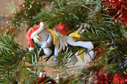 Size: 900x598 | Tagged: safe, artist:prototypespacemonkey, imported from derpibooru, derpy hooves, pegasus, pony, christmas, christmas ornament, christmas tree, craft, cute, decoration, derpabetes, female, hat, holiday, irl, mare, micro, photo, santa hat, sculpture, sleeping, solo, tree