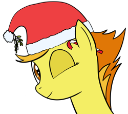 Size: 1800x1600 | Tagged: safe, artist:ngnir, imported from derpibooru, spitfire, pegasus, pony, bust, candy, candy cane, christmas, female, food, holiday, mare, mistletoe, one eye closed, portrait, solo, wink