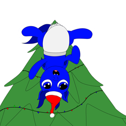 Size: 1600x1600 | Tagged: safe, artist:m3g4p0n1, imported from derpibooru, oc, oc:princess sapphire, bat pony, christmas, christmas tree, diaper, holiday, tree