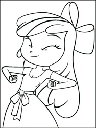 Size: 685x910 | Tagged: safe, imported from derpibooru, apple bloom, equestria girls, breasts, cleavage, lineart, monochrome