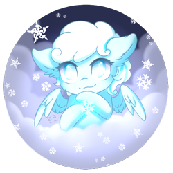 Size: 590x590 | Tagged: safe, artist:tokokami, imported from derpibooru, oc, oc only, oc:snowdrop, pegasus, pony, female, filly, smiling, snow, snowfall, solo