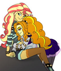 Size: 1767x2048 | Tagged: safe, artist:verumteednp, deleted from derpibooru, imported from derpibooru, adagio dazzle, sunset shimmer, equestria girls, rainbow rocks, clothes, female, hug, lesbian, shipping, simple background, smiling, sunsagio, transparent background