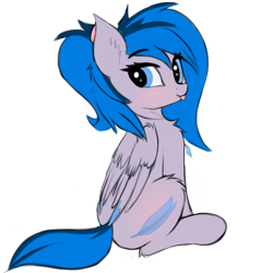 Size: 1200x1200 | Tagged: safe, artist:twiren, imported from derpibooru, oc, oc only, oc:rennie, pegasus, pony, 2019 community collab, derpibooru community collaboration, butt, female, looking back, mare, plot, simple background, sitting, solo, tongue out, transparent background