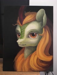 Size: 4032x3024 | Tagged: safe, artist:amarthgul, imported from derpibooru, autumn blaze, kirin, sounds of silence, bust, canvas, irl, painting, photo, portrait, solo, traditional art