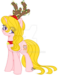 Size: 600x773 | Tagged: safe, artist:dianamur, imported from derpibooru, oc, oc only, oc:marisha fleur, pony, unicorn, antlers, deviantart watermark, female, mare, obtrusive watermark, reindeer antlers, simple background, solo, transparent background, watermark