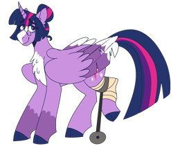 Size: 1492x1261 | Tagged: safe, artist:unicorn-mutual, imported from derpibooru, twilight sparkle, alicorn, pony, bandage, cloven hooves, colored wings, female, glasses, leg brace, multicolored wings, older, simple background, solo, transparent background, twilight sparkle (alicorn)