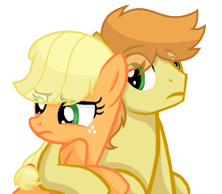 Size: 832x726 | Tagged: safe, artist:sapphireartemis, imported from derpibooru, applejack, braeburn, pony, applecest, braejack, female, hug, incest, male, missing accessory, shipping, simple background, story included, straight, transparent background