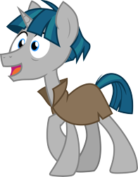 Size: 3000x3829 | Tagged: safe, artist:cloudy glow, artist:cloudyglow, imported from derpibooru, stygian, pony, unicorn, shadow play, .ai available, clothes, happy, high res, male, open mouth, simple background, solo, stallion, transparent background, vector