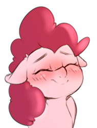 Size: 994x1306 | Tagged: safe, artist:angrylittlerodent, imported from derpibooru, pinkie pie, earth pony, pony, blushing, cute, diapinkes, ear fluff, eyes closed, female, floppy ears, mare, simple background, solo, white background