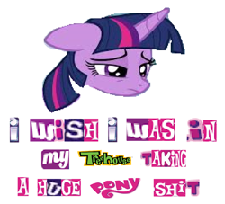 Size: 1092x990 | Tagged: safe, imported from derpibooru, twilight sparkle, pony, 1000 hours in ms paint, bust, caption, dank memes, expand dong, exploitable meme, feels bad man, image macro, implied defecation, meme, sad, shitposting, shrek, simple background, text, vulgar, white background