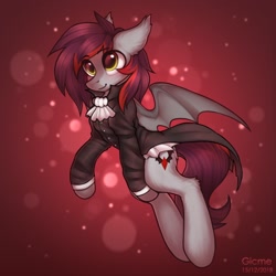 Size: 1780x1780 | Tagged: safe, artist:gicme, imported from derpibooru, oc, oc only, oc:toshiro, bat pony, vampire, vampony, bat pony oc, clothes, cute, goth, gothic, outfit, shy