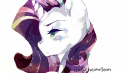 Size: 1024x615 | Tagged: safe, artist:yioyio, imported from derpibooru, rarity, pony, female, profile, simple background, solo, white background